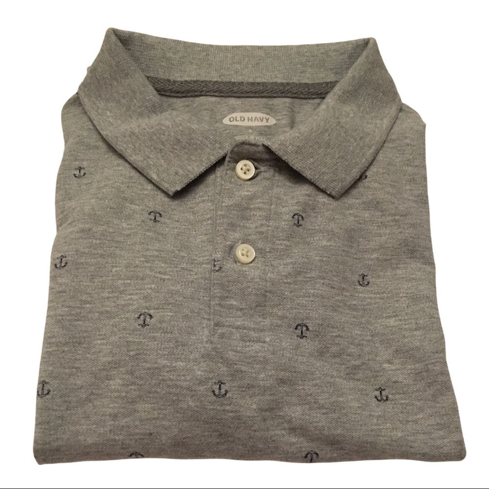 OLD NAVY Grey/Navy Anchor Polo